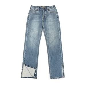 Vigoss Jean Womens 27 Ace Straight Denim Ankle Slit Mid Rise Whiskered 5 Pocket